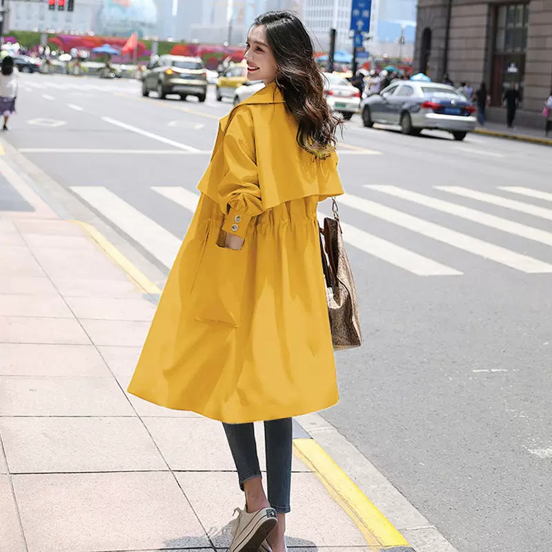 Осенняя модная тонкая летняя одежда, куртка, облегчаемое пальто-т trench coat, длинная подвязка, британский стиль, средняя длина