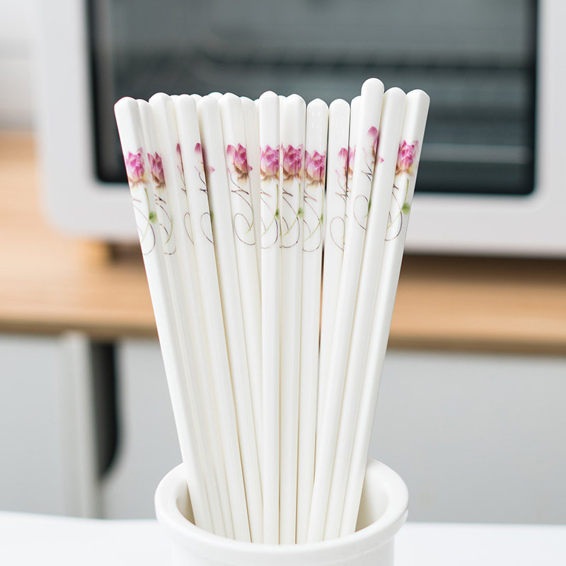 Ceramic chopsticks home high-end bone china European-style family set 5 pairs 10 pairs single creative moisture-proof mildew-proof anti-slip