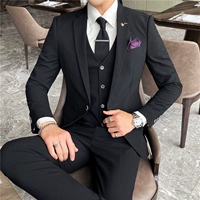 CG1905 Трех частей набор Black (костюм + брюки + жилет)