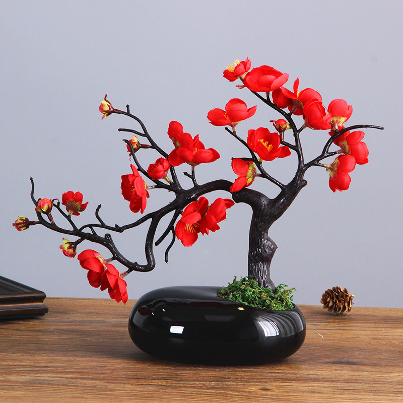 Chinese emulated plum blossom plum blossoms plum fake flowers dry flower desktop furnishing home living room Xuanguan decorative floral flower art swing piece