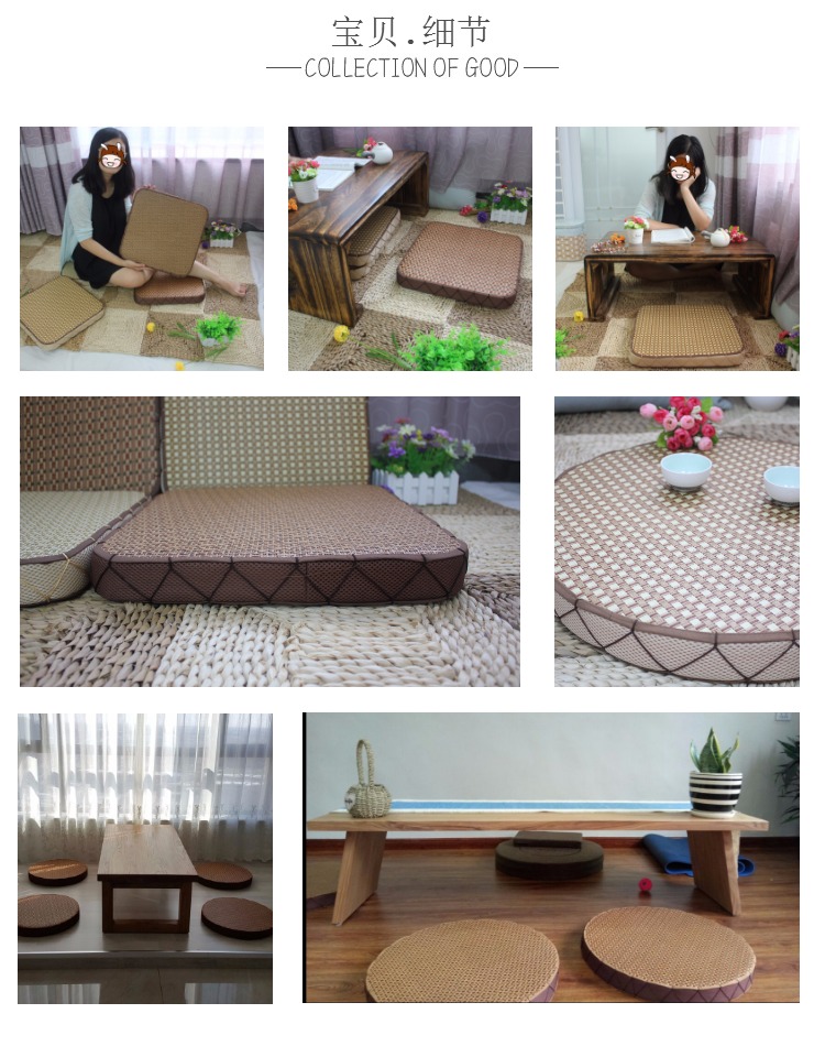 Rơm trà nghệ thuật Nhật Bản mây futon dày cửa sổ vuông tatami đệm đệm tròn sofa đệm