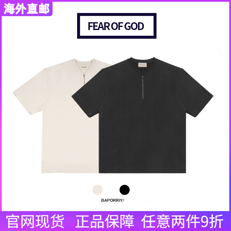 FEAR OF GOD sixth season half zipper short-sleeved main line Henry collar T-shirt high street men and women couples loose summer tide