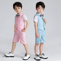 Boys dress childrens performance mens summer suit vest shorts suit chorus catwalk show host June 1 performance suit