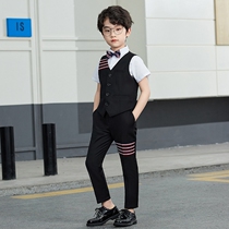 Childrens dress little flower boy suit vest set boy piano performance suit suit British