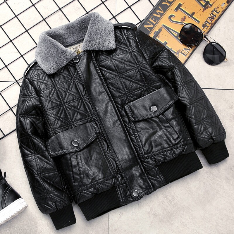 Boy gush fur coat jacket 2022 autumn winter style CUHK Tong Winter children Thickened Foreign Locomotive Baby Jacket