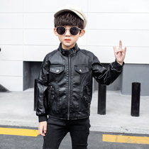 Boys foreign style leather jacket jacket spring clothing 2021 new small children Korean version of puleather jacket motorcycle jacket coat tide