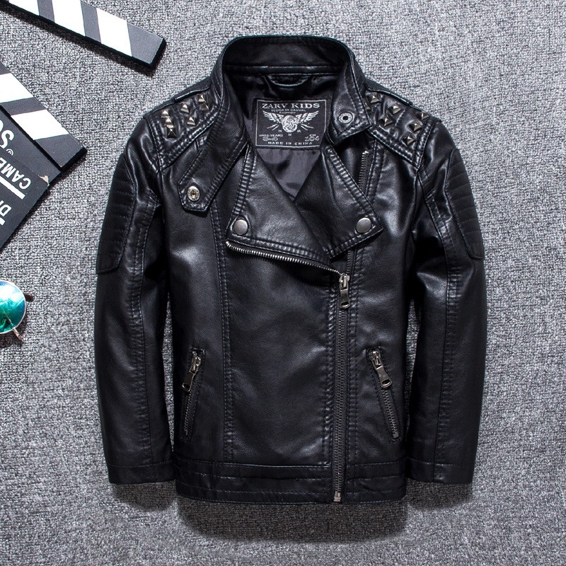 Children's clothing Fashion Boy's Leather Costume Fashion Fashion Fashion Fashion Winter Clothing New Handy Children's PU Jacket Ocean