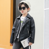 Childrens clothing boys and girls leather clothing childrens leather jacket 2021 Autumn New Korean version of foreign-style small children car jacket jacket