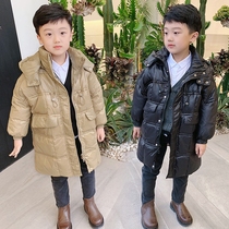 Baby childrens down jacket mens New 2021 boys Korean version of foreign air white duck down thick medium long childrens clothing
