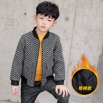 Boy 2021 New woolen coat small children Foreign style plus velvet padded jacket children Korean tide clothes autumn and winter
