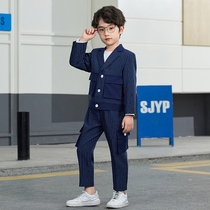 Spring and Autumn Fashion Little Childrens Suit Korean Handsome Boy Outer Set Casual Childrens Clothing Childrens Performance Flower Childrens Dress