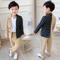 Baby autumn winter clothing childrens coat 2021 new foreign style plaid jacket jacket boy Korean suit suit suit tide