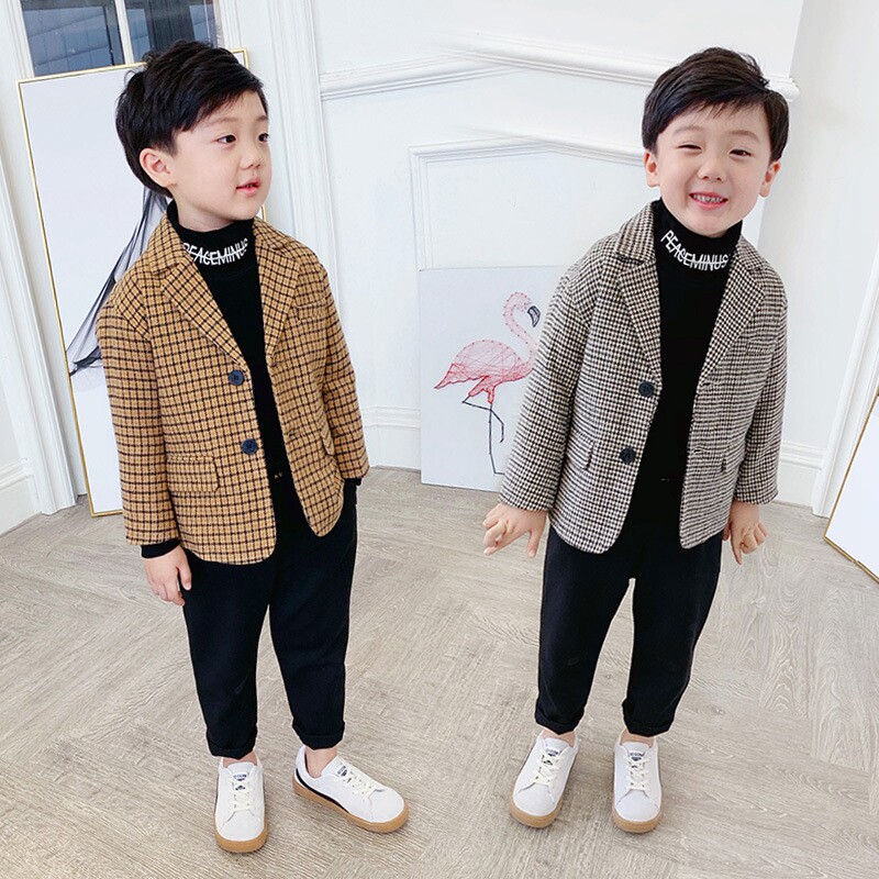 Boys suit jacket 2021 new western Korean version of the small children's jacket autumn and winter boy handsome jacket tide