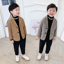 Boy Suit Jacket 2021 New foreign style Korean version of small childrens jacket in autumn and winter boys handsome coat tide