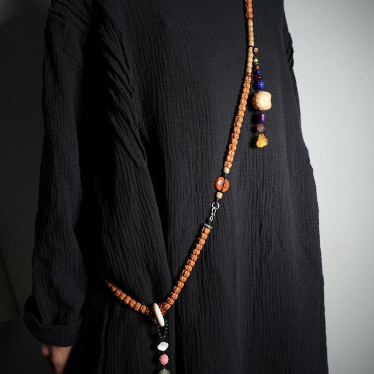 Natural Tibetan-Style Meaty Bodhi Seed Bracelet, Prayer Beads, Long String, Crossbody Chain, Jewelry for Handling and Playing with