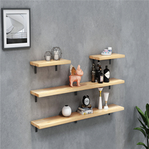 Wall shelf solid wood one word partition living room wall decoration bookshelf wall hanging wine rack kitchen shelf storage rack
