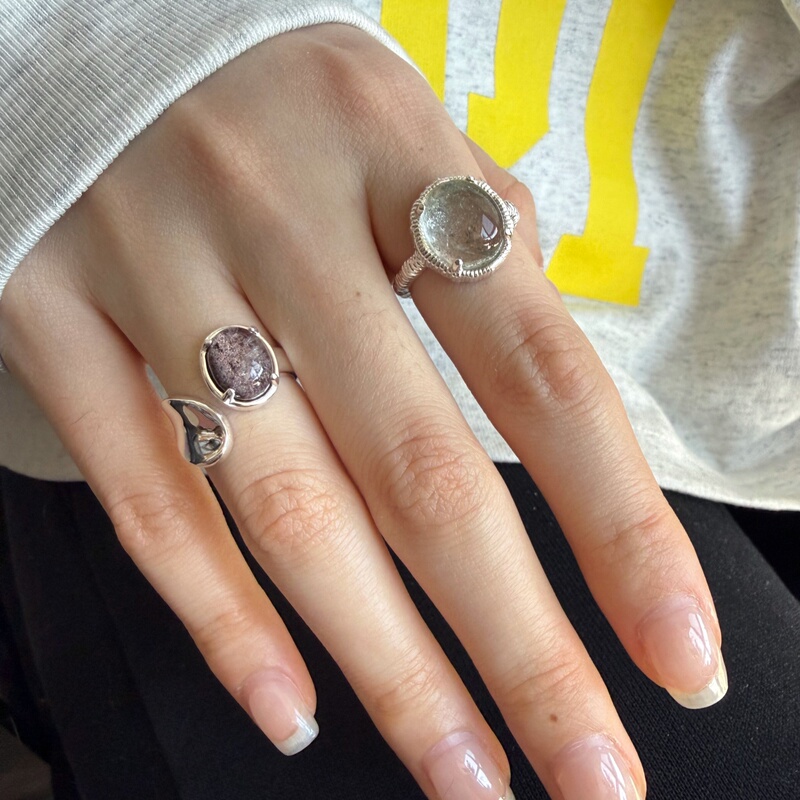 Niche Design High-Quality S925 Sterling Silver Geometric Ghost Ring for Women, Vintage Versatile Adjustable Ring New