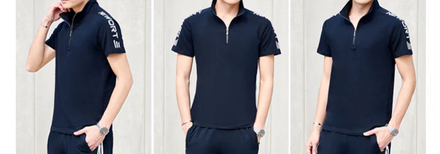 Mùa hè áo thun ngắn tay phù hợp với nam mùa hè mỏng mặc giản dị áo len thể thao quần cotton chạy bộ - Thể thao sau bộ đồ the thao nữ hàng hiệu