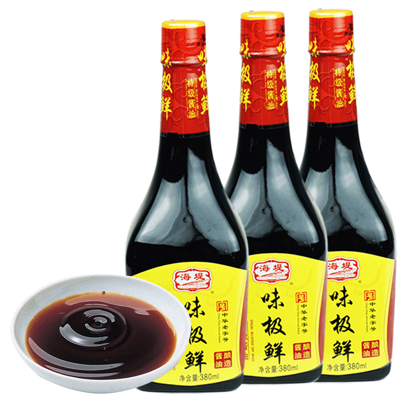 Seawall Soy Sauce Taste Extremely Fresh 380ML* 3 bottles of soybean brew delicious fresh raw draw cool mixed seasonings to fry and dip in stock-Taobao