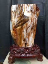 Tree Teng Chicken Blood Red and Green Material Burmese Wooden Yushu Fossil New House Living Room Decoration 106# (Shanxiqi Gallery)