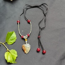 Ice species contentment and joy Burmese wood jade tree fossil carving pendant hand toy piece S14