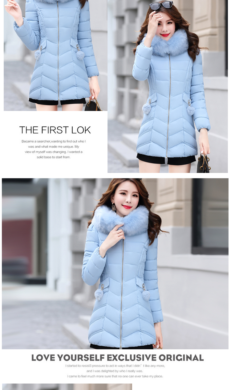 Bộ đồ cotton mới cho nữ dài Phần phiên bản Hàn Quốc của áo khoác giảm béo mỏng cho phụ nữ giải phóng mặt bằng chống mùa phục vụ đặc biệt áo phao nữ lông vũ