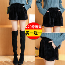 Fat increase outside wearing shorts womens autumn and winter fat mm outside wearing casual base winter 2019 new black large size