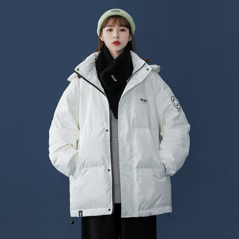 Down jacket women's winter 2021 new loose fried street Korean version of the bright surface plus thick hood cotton clothing cotton clothes ins tide