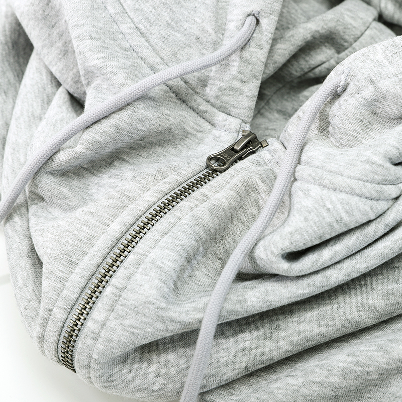 Pure Cotton Terry! 300g Heavyweight Light Gray Zip-Up Hoodie for Men, Spring and Autumn Loose Casual Cardigan Top for Women