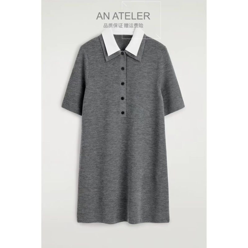 2026 Spring New Product C Women's Gray A-Line Knitted Dress Spring and Autumn Casual Commuting 1323942001