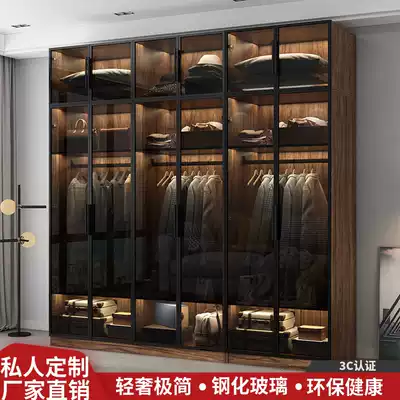 Light luxury wardrobe door customization minimalist tempered glass swing door New integral cabinet wine cabinet shoe cabinet door panel customized