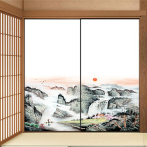  Custom wardrobe sliding door tatami net red sliding door custom landscape painting sliding door Wardrobe sliding door custom