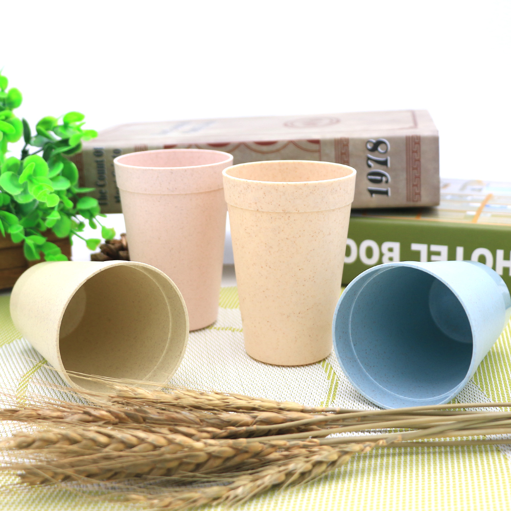 Wheat straw creative environmental protection travel couple water cup Brushing washing cup Sports portable accompanying plastic cup set