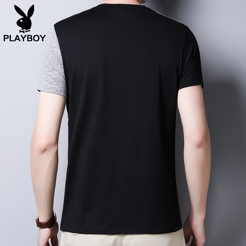 Playboy nam ngắn tay xu t-shirt mùa hè váy vòng cổ áo thương hiệu thiết kế cảm giác hit màu áo thun quần áo của nam giới nam