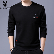 Playboy plus velvet padded long sleeve T-shirt mens winter mens sweater autumn and winter Korean version of warm top tide T