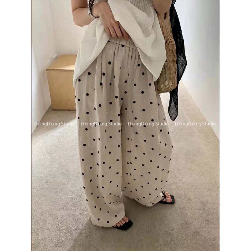 Casual Wear ~/Polka Dot Tencel Pants/Ladies' Polka Dot Casual Wide-Leg Straight Pants [Pant Length 101-103] 662