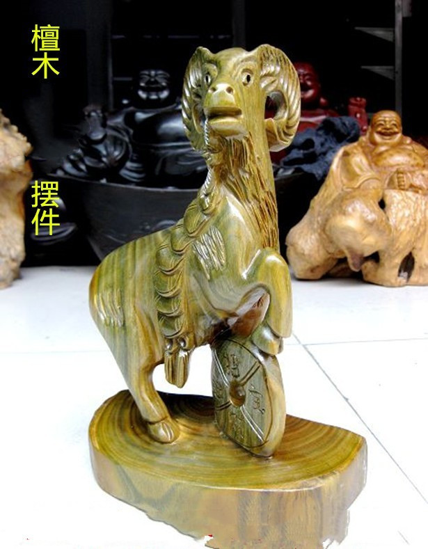 Large number of wood carvings green sandalwood money string sheep swing piece bookcase bedroom desktop living room office opening gift