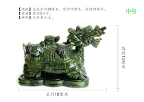 Xiuyu mother and son tortoise ornaments natural jade dragon tortoise longevity mouth auspicious living room office shop furnishings