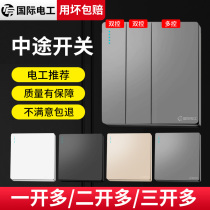 One open two open three open multi-control three-control midway switch panel triple one lamp single open double open concealed and surface-mounted type 86