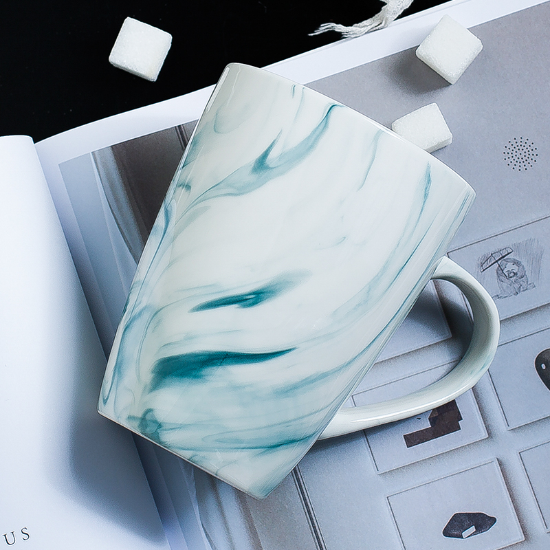 Ins northern wind household ceramic cup ultimately responds a cup of creative ink painting shading marble mark cup with a spoon