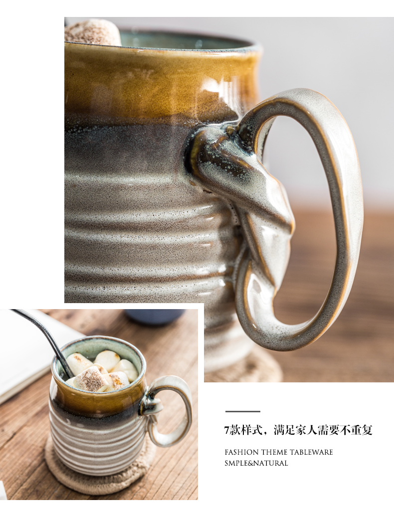 Creative contracted mark cup home move retro large - capacity glass ceramic cup knocked up a cup of coffee milk cup