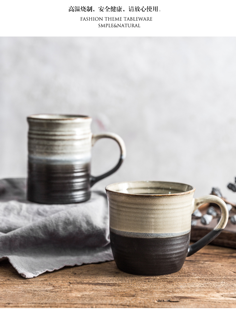 Creative contracted mark cup home move retro large - capacity glass ceramic cup knocked up a cup of coffee milk cup
