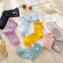 Home Socks Female Midbarrel Socks Spring Autumn Winter Long Socks Pure color minimalist heap Sox Korea Japanese