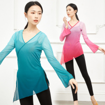 Classical Dance Body Rhyme Gradient Yarn Dress Art Exam Dance Costumes Women Flutter and Elegant Style perform ethnic dance blouses