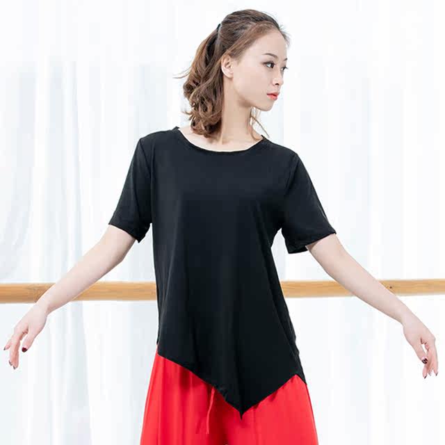 Short-sleeved irregular modern dance practice clothes loose dance clothes yoga clothes modern dance tops female classical dance clothes