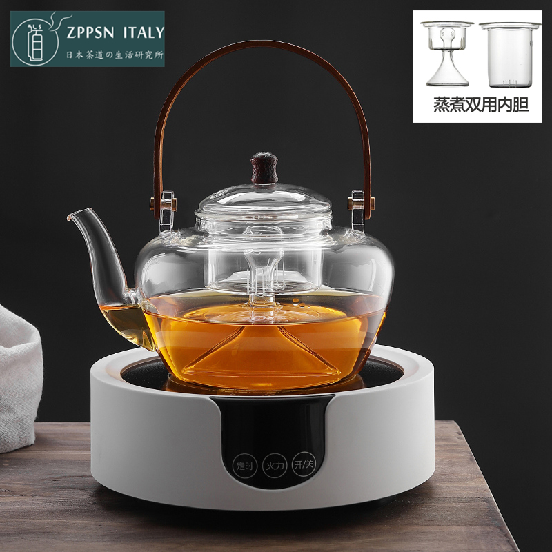 Italian ZPPSN Day-style heat-resistant glass cooking teapot domestic electric pottery stove suit fully automatic steam tea-steaming machine