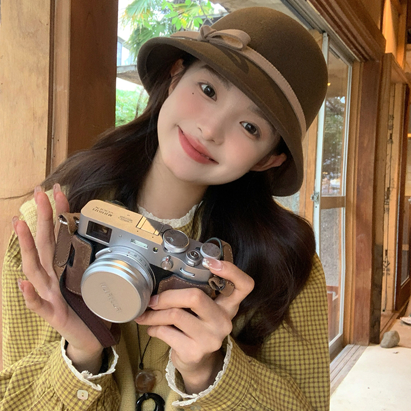 [My Head Is Not Round] Coffee-Colored Hepburn-Style Hat for Women 2026 New Model with Widened Brim, Fisherman Hat That Makes the Face Look Smaller
