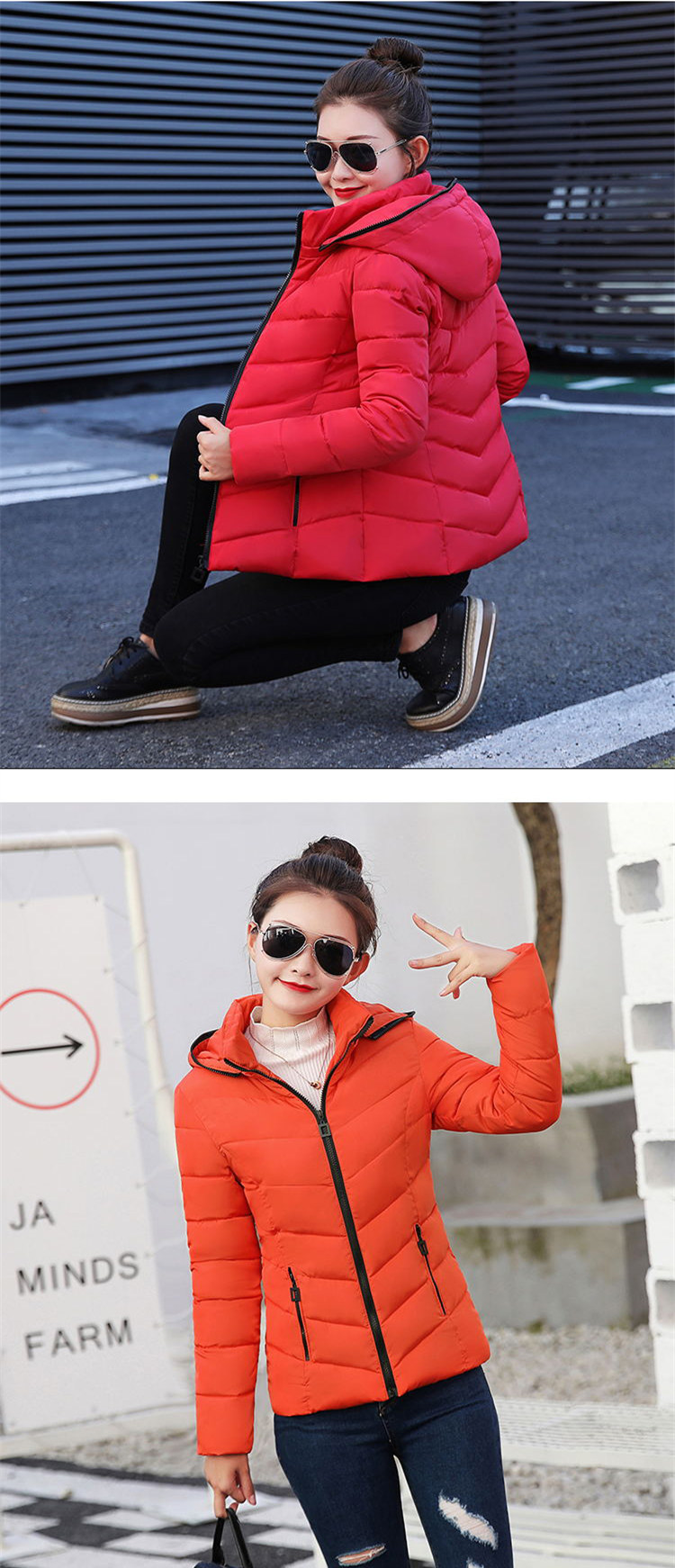 Áo khoác nữ mùa đông 2018 mới ngắn phiên bản Hàn Quốc của chiếc áo khoác cotton mỏng cho học sinh mỏng áo ấm phao nữ
