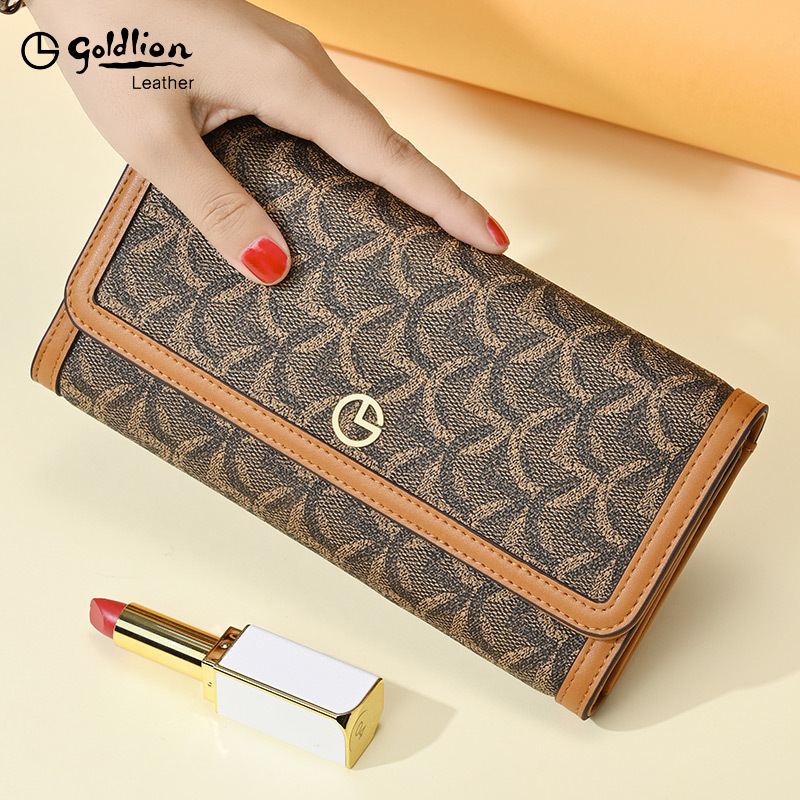 Goldlion Women's Long Wallet 2026 New Vintage Print Leather Clutch High-End Long Wallet for Women Goldlion Women's Long Wallet 2026 New Vintage Print Leather Clutch High-End Long Wallet for Women