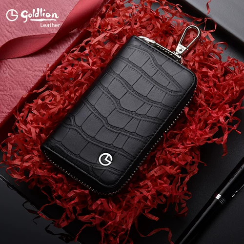 Мужская ключница, вместительные и большые ключи от машины, универсальная сумка-органайзер, крокодиловый принт, из натуральной кожи
